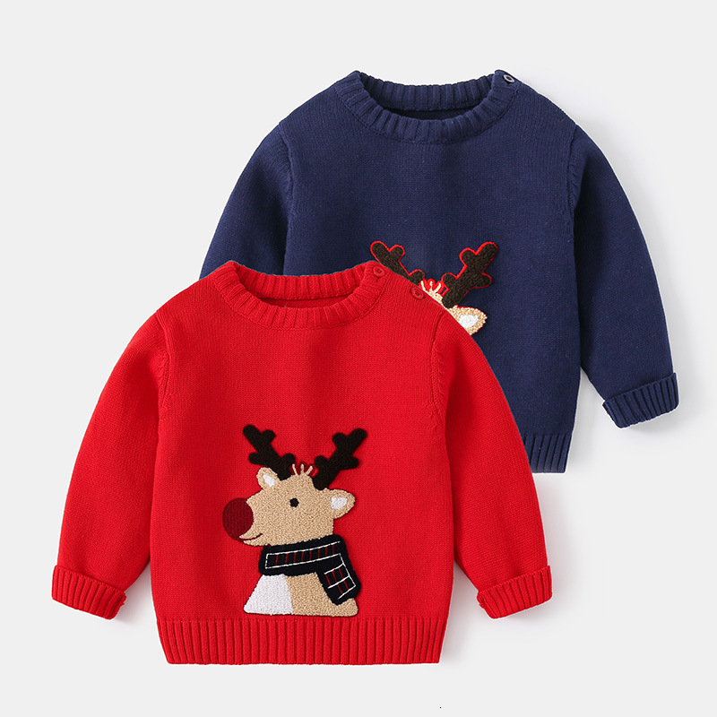 New hot selling children's Christmas sweaters cartoon reindeer boys and girls sweaters fashionable and warm winter thick sweaters