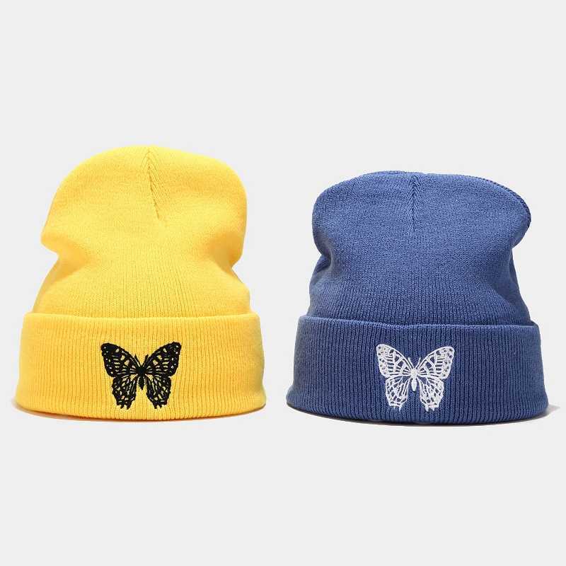 Autumn and Winter New Butterfly Embroidery Knitted Hat Pullover Hat Outdoor Versatile Warm Wool Hat H251020