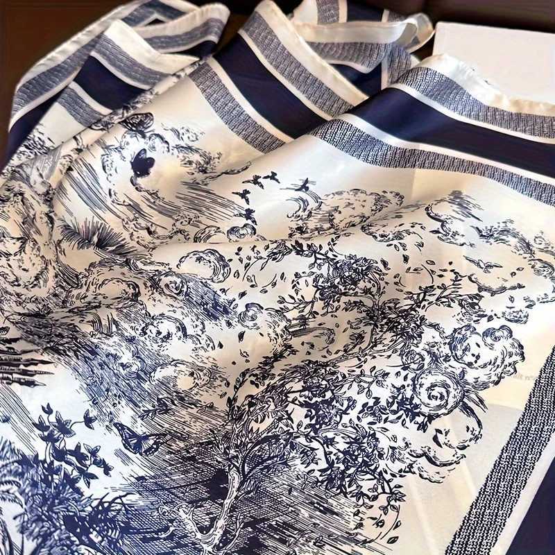 Literary Fashionable New Square Scarf Simulation Silk Silky Scarf Binding Silky Scarf Decorative Headscarf Scarf W251021