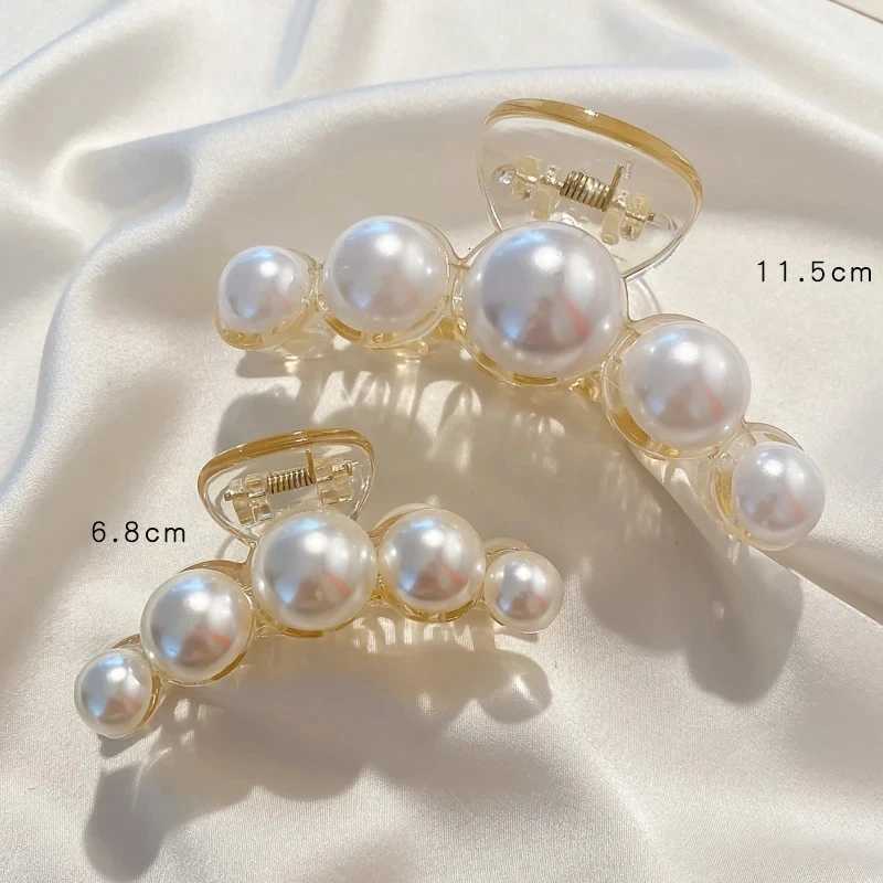 Big Pearl Hair Claw For Women Ladies Makeup Hair Barrettes Hair Accessories Korean Cross Crab Hair Clip Fashion Girl HeadwearW254021