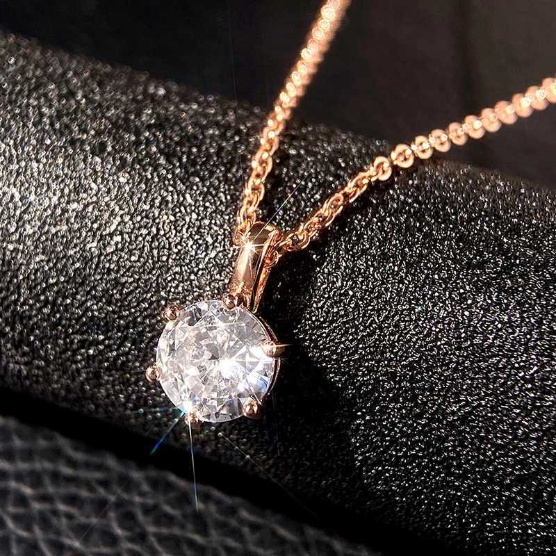 CAOSHI Classic Round 6 Claws Zircon Stone Pendant Necklace for Women Simple Stylish Engagement Ceremony Jewelry Neck Accessories D251021