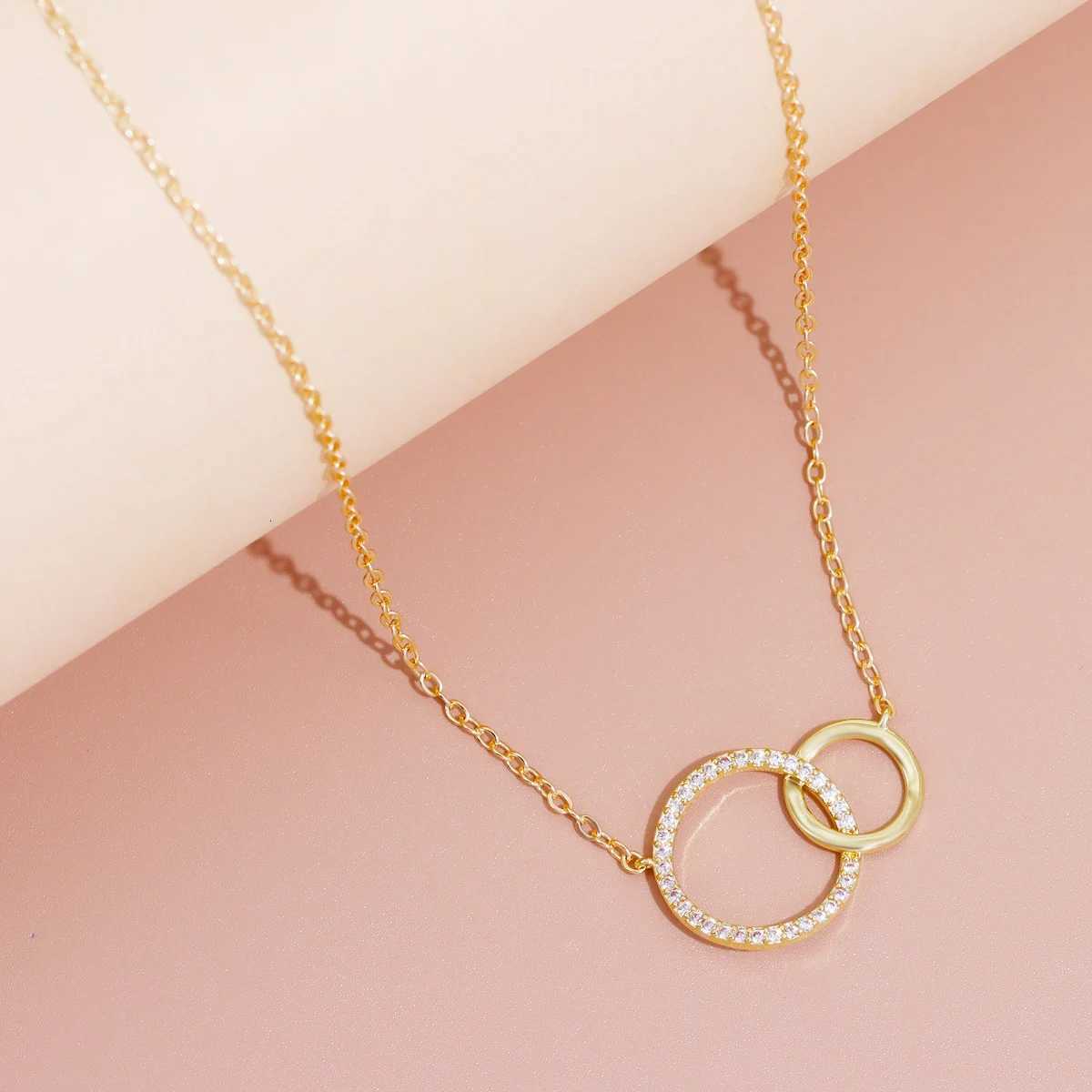 Stainless Steel Necklaces for Women Fashion Thin Chain Minimalist Delicate Double Circle Pendant Necklace on The Neck Jewelry XJ250717