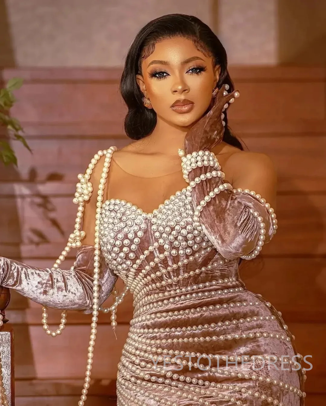 2026 Brown Cocktail Dresses For Women Short Mini Dress Sheer Neck Illusion Pearls Beading Long Sleeves Homecoming Dresses Flora Gown For Nigeria Black