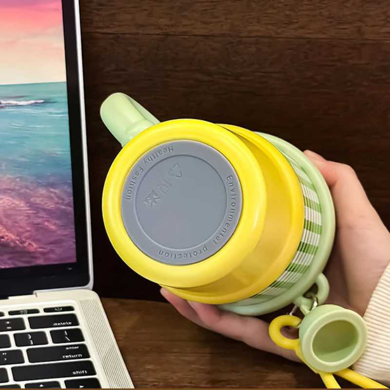 Coffee Cup Outdoor Thermo Water Bottle Stainless Steel Block Cup with Straw Keeps Cold and Heat Vacuum Flask Thermos Cup Y251021