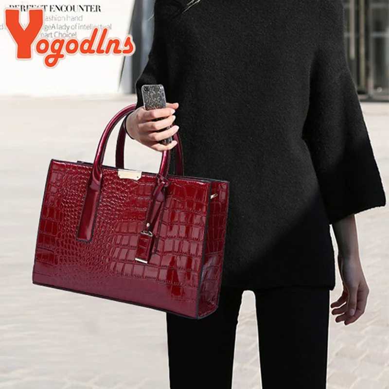 Yogodlns Crocodile Pattern Handle Bag Women PU Leather Handbag Large Capacity Shoulder Bag Brands Crossbody Bag Winter New Purse Z251018