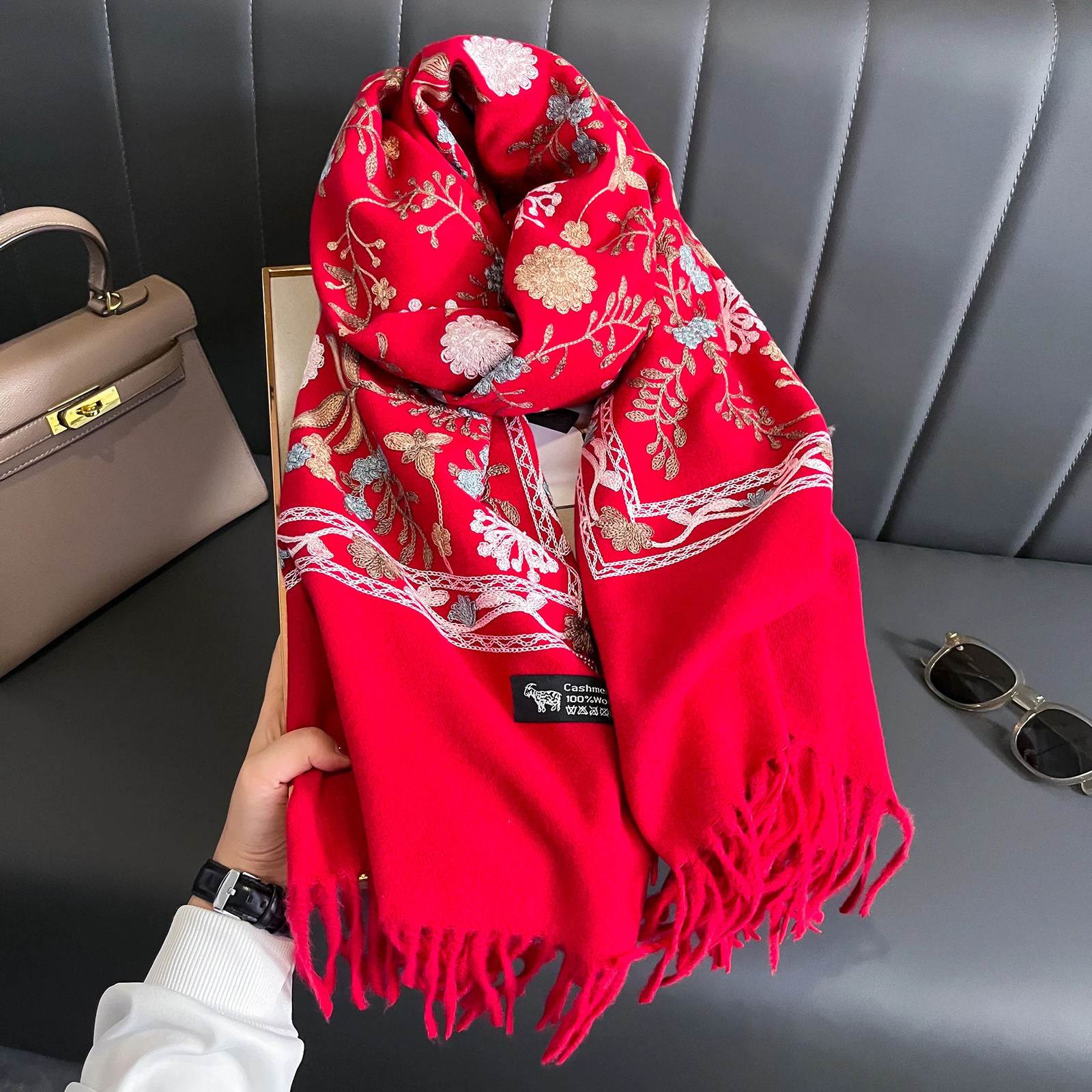 Winter Warm Cashmere Scarf for Women Embroidery Pashmina Blanket Thick Shawl Wrap Neckerchief Fashion Bufanda Echarpe Poncho 251016