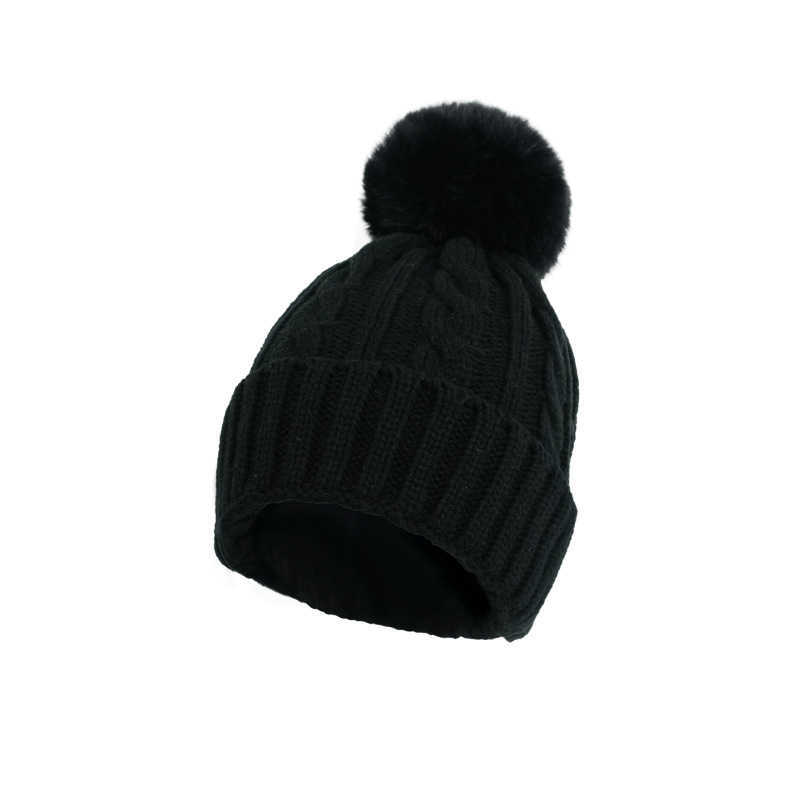 New Solid Color Knitted Hat with Braided Fashionable Winter Warm Adult Hat H251020