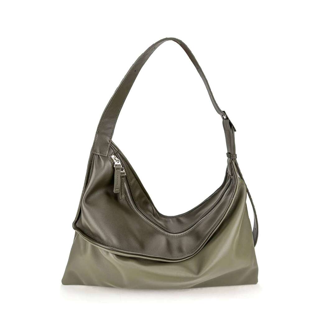 Geometric Splicing Shoulder New Style For Men And Women, Street Fashion Contrasting Color Kink Leather Crossbody Bag 251021