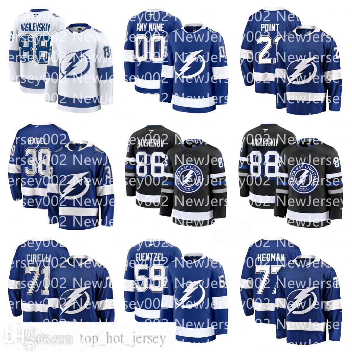 Tampa Bay Jake Guentzel Brandon Hagel Victor Hedman Brayden Point Andrei Vasilevskiy Nikita Kucherov Yanni Gourde Anthony Cirelli Nicholas Paul Custom Jersey