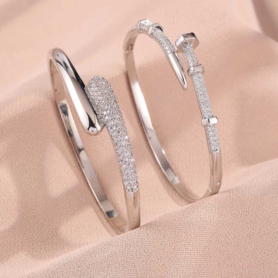 Yupsk New Niche Design Microintact Zircon Water Drop Open Bracelet for Women 18K Gold Plated Wedding Party Jewelry J251021