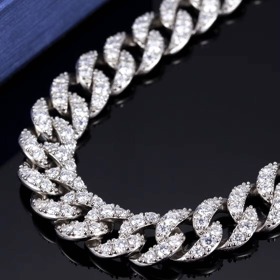 Hip Hop Jewelry Moissanite Cuban Necklace Ice Out Moissanite Cuban Link Chain