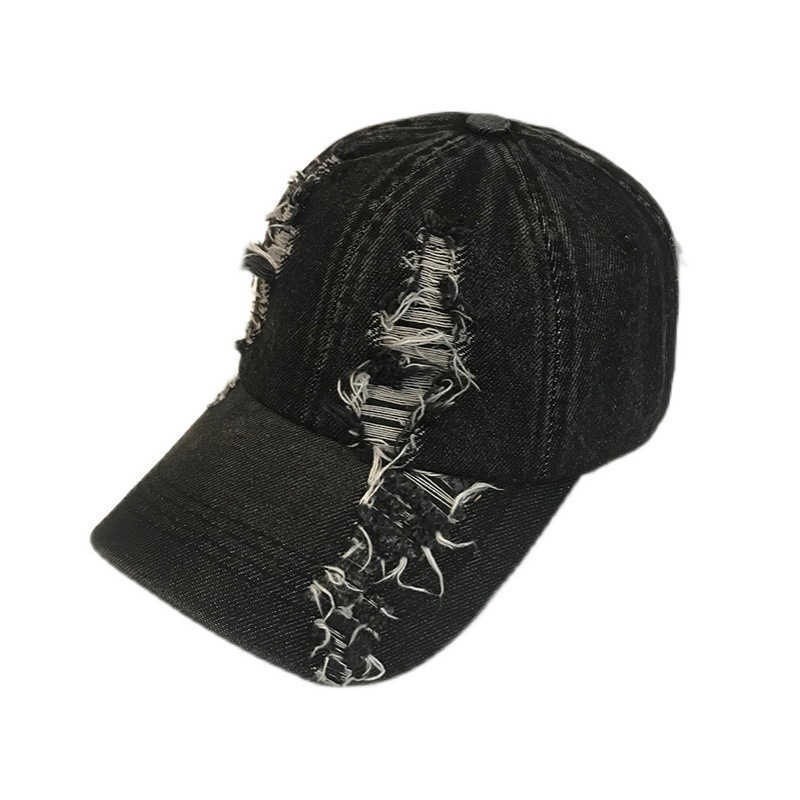 Style Hat for Men and Women Spring and Summer All Seasons Baseball Cap Denim Distressed Fashionable Versatile Street Style Pure Cotton Duckbill Cap H2