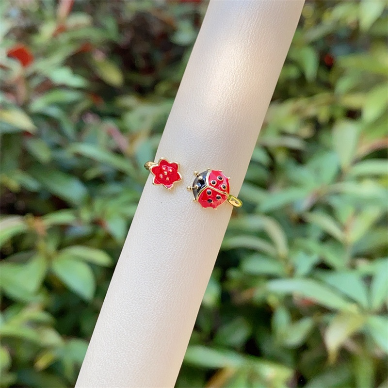 Designer ring Copper plated 18K gold ladybug ring diamond ring for women engagement rings men ring Halloween gift free shipping