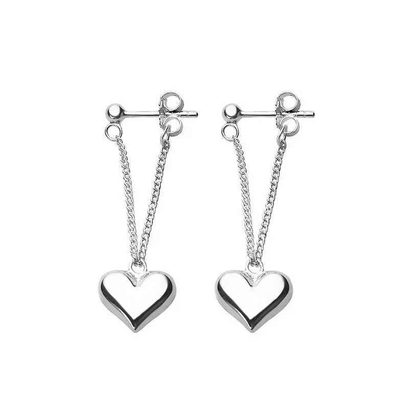 925 Sterling Silver Earrings For Women Heart Chain Earring Jewelry Prevent Allergy Party Accessories Gift Heart Earrings J251021