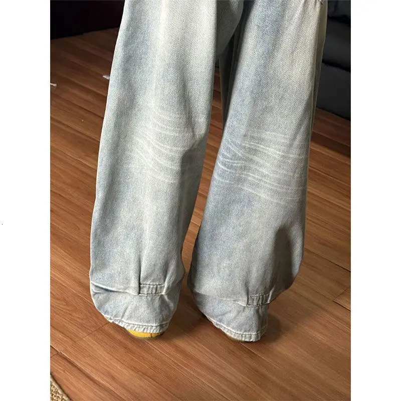Vintage Embroidered Jeans Women American Retro Low Rise Wide Leg Pants Y2K Scimitar Pocket Denim Fall Loose Fit Strai 251020