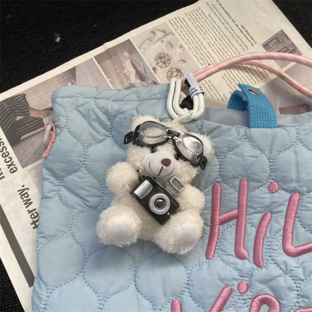 New Camera Plush Bear Pendant Sweater Panda Doll Keychain Creative Sunglasses Car Key Ring Gifts J251121