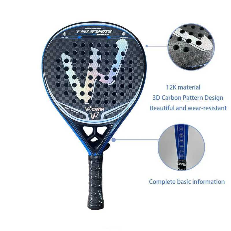 2K CWIN TSUNAMI Paddle Racket Adult Prefessional Carbon Fiber Soft EVA Face Tennis Paddle Racquet Racket with Padle Bag Cover W251021