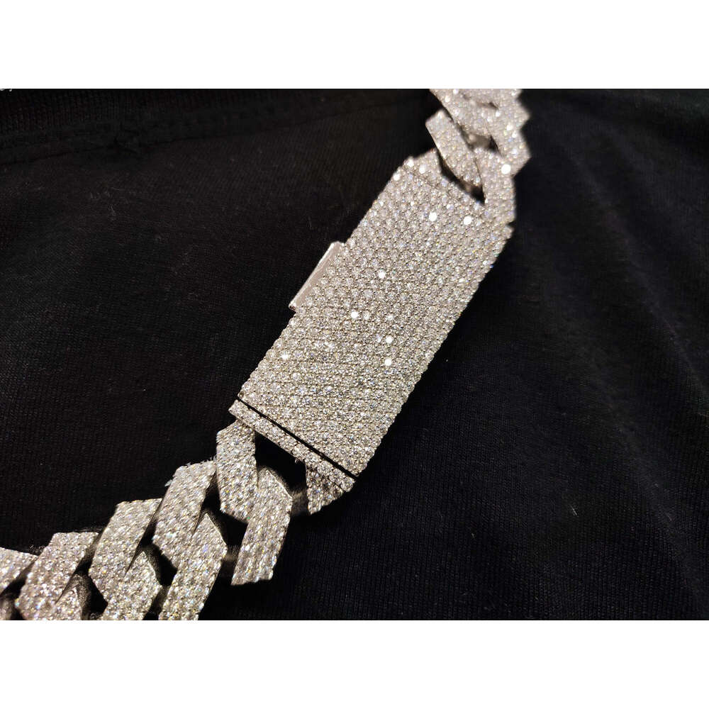 New 22mm Miami Cuban Silicone Stone Chain Necklace Iced Pearl Charm Hip Hop Boutique Jewelry