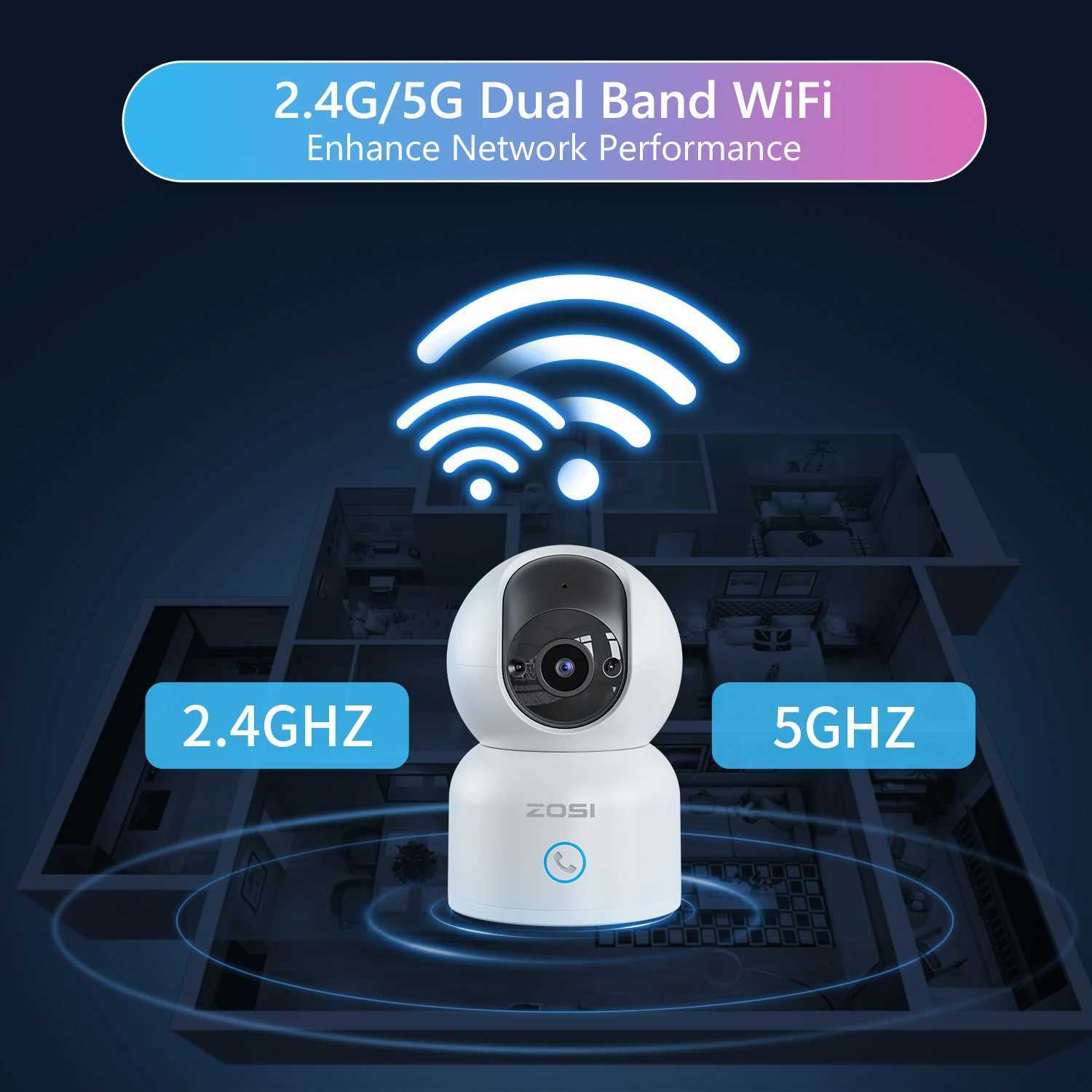 ZOSI 3MP Baby Monitor 24G5G 360 PanTilt Pet Smart Security IP Camera AI Human Tracking 2K HD WiFi Surveillance Cameras J251121