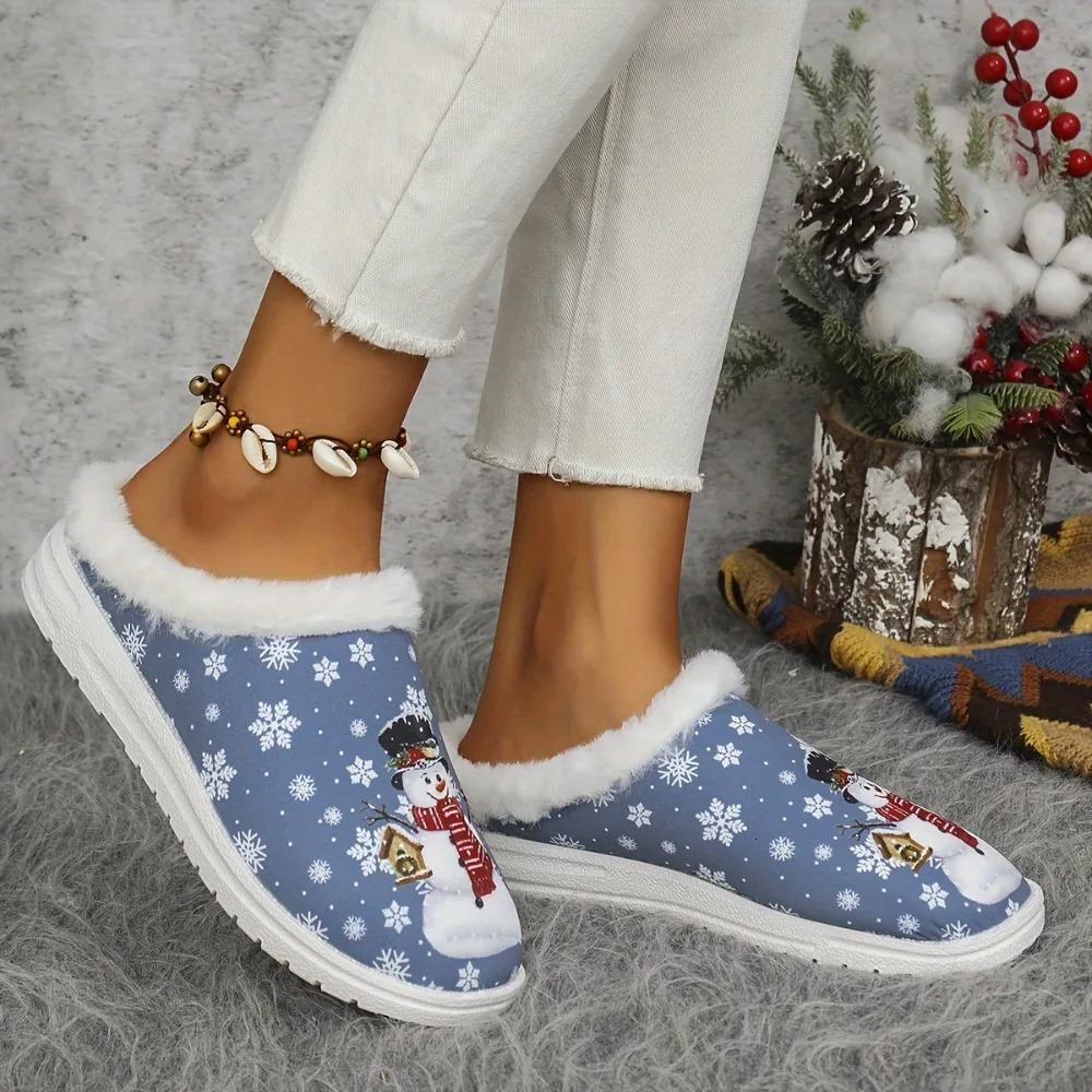 Winter Womens Slippers Christmas Holiday Cozy Home Shoes Non Slip Thick Warm Fuzzy Slippers Lightweight Comfortable 251021
