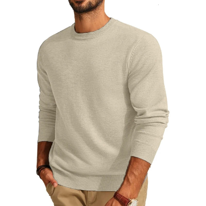 Mens Long Sleeve Sweaters Crew Neck Basic Lightweight Knitted Pullover Shirts Autumn Warm Streetwear Outdoor Jogger Coats 251021
