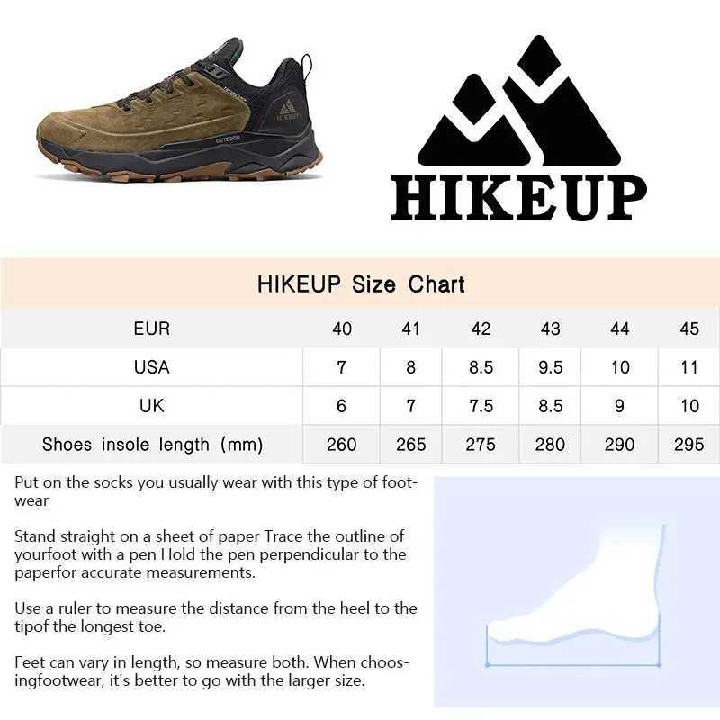 HIKEUP Latest Mens Hiking Shoes Wearresistant Nonslip Outdoor Sneaker Rock Climbing Trekking Hunting Men Sports Suede Leather L250909