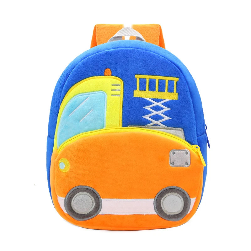 24 years old kids engineering backpack cartoon excavator backpack plush kids small school bag toy backpack 251021