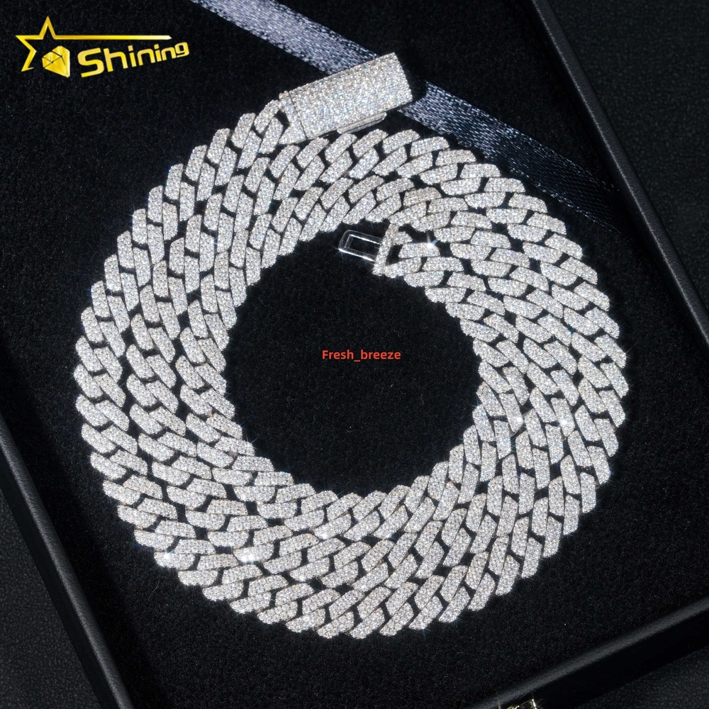 Stocks 8MM 925 Sterling Silver Gold Plated New Arrivals Hip Hop VVS D Color Moissanite Cuban Link Chain
