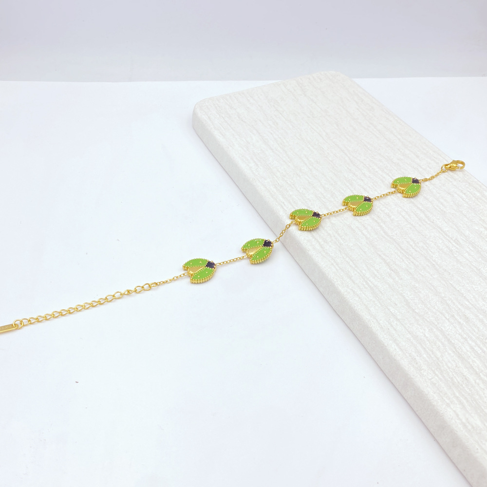 Retro designer bracelet zircon inlaid with fresh full diamonds Lucky Clover Enamel Seven Star Ladybug Bracelet free shipping gold bracelet