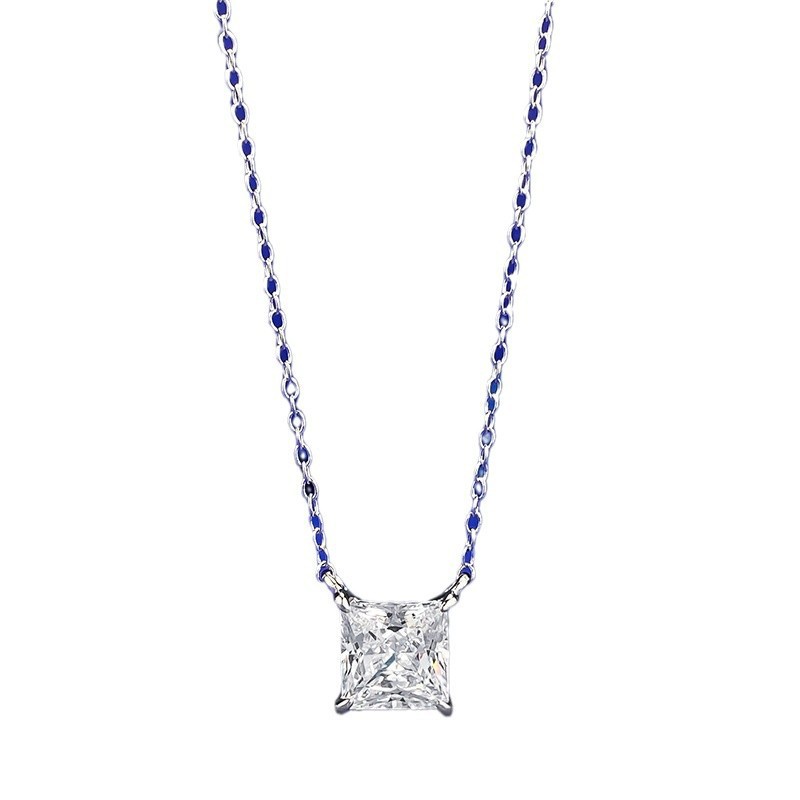 2025 Choucong Sparkling Square Pendant Solitaire Simple Fashion Jewelry Real 100% 925 Sterling Silver Princess Lab Moissanite Diamond Women Clavicle N