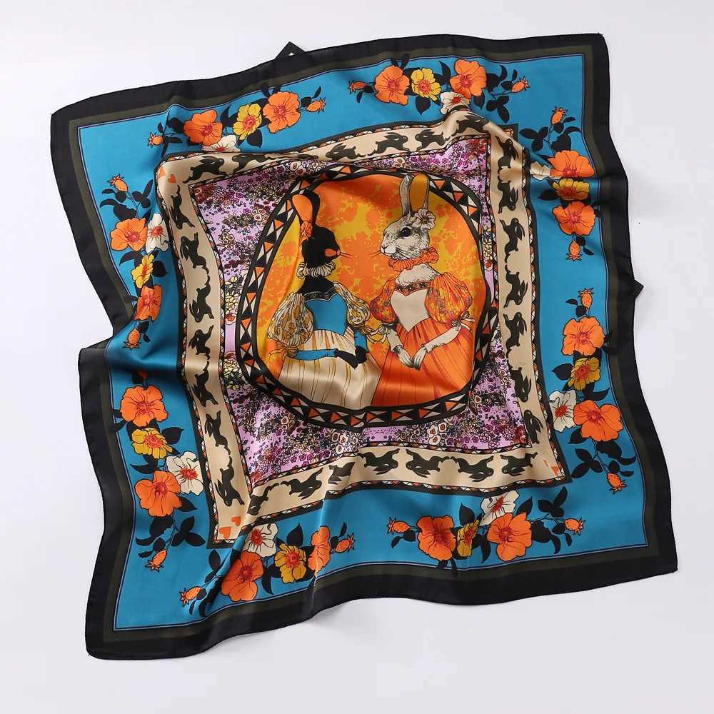 Luxury Hijab Silk Shawl and Wrap Cute Cat Print Scarf for Wen Neckerchi Hair Band Wrist band Bandana 2023 EcharpeW251021