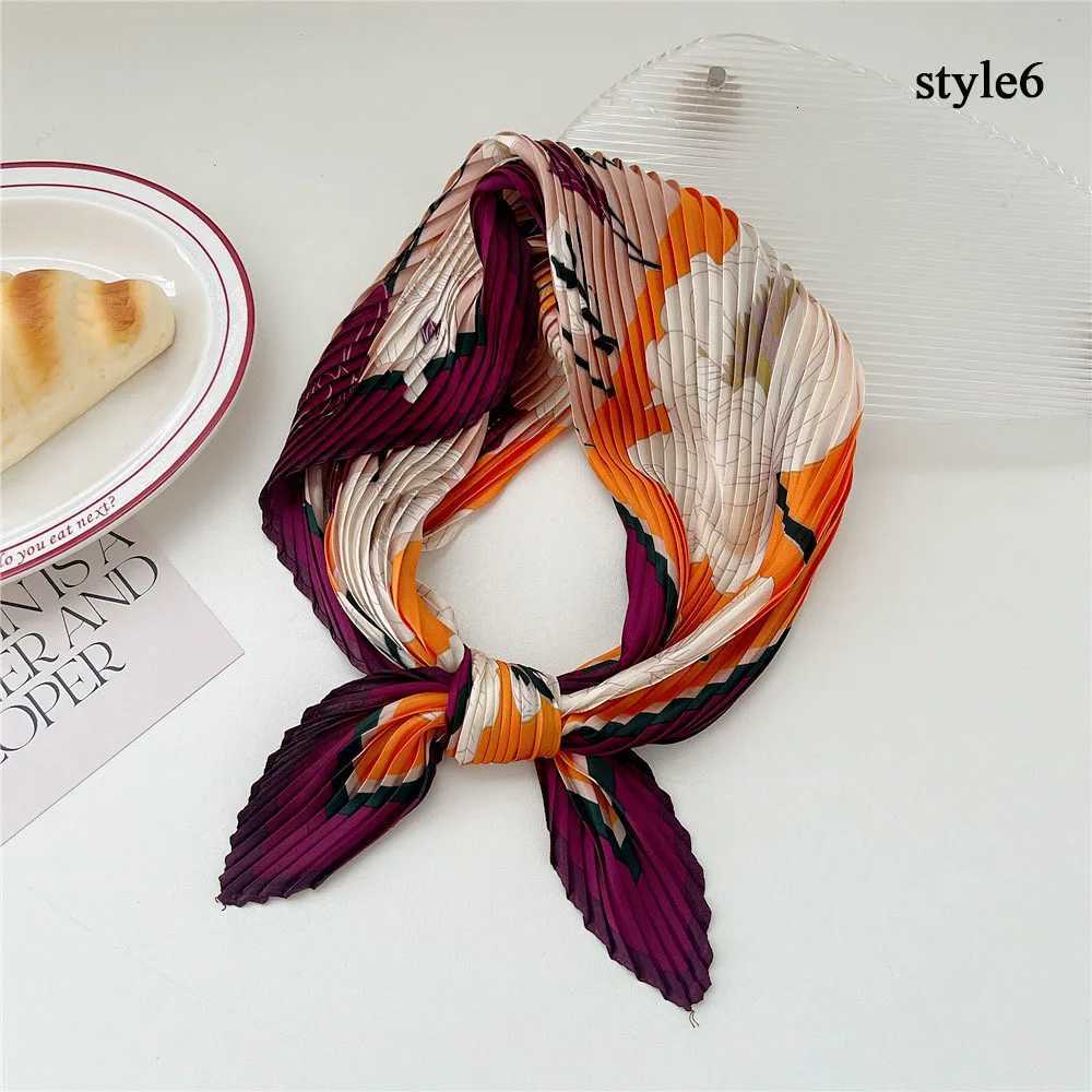 Silk Scarf Wen Luxury Ladies Small Scarf Whosa Scarves wraps Pated Chiffon Hijabs Satin Hijabe Fme BandaW251021
