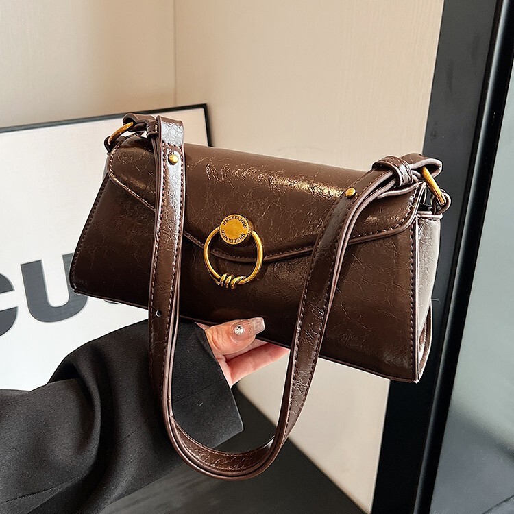 Autumn and Winter New Fashionable Women's Shoulder Bag New Texture Designer Bag Underarm Bag Retro Style Commuter Minimalist Small Square Bag
