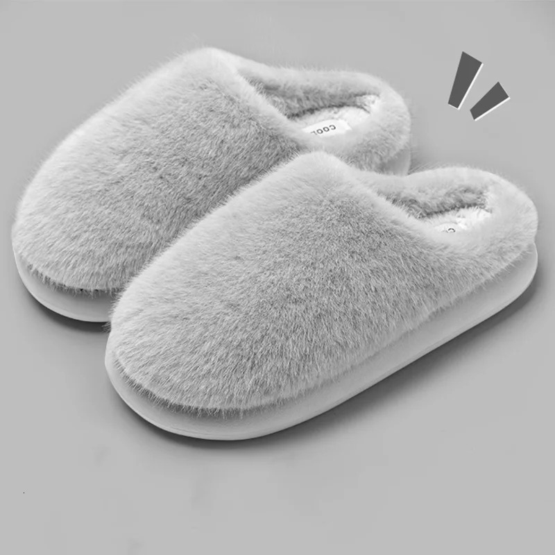 Winter Womens Faux Fur Warm SlippersPlush ToeCover SlipResistant Cotton House ShoesSoft Cozy Indoor Slides with Thick Sole 251021