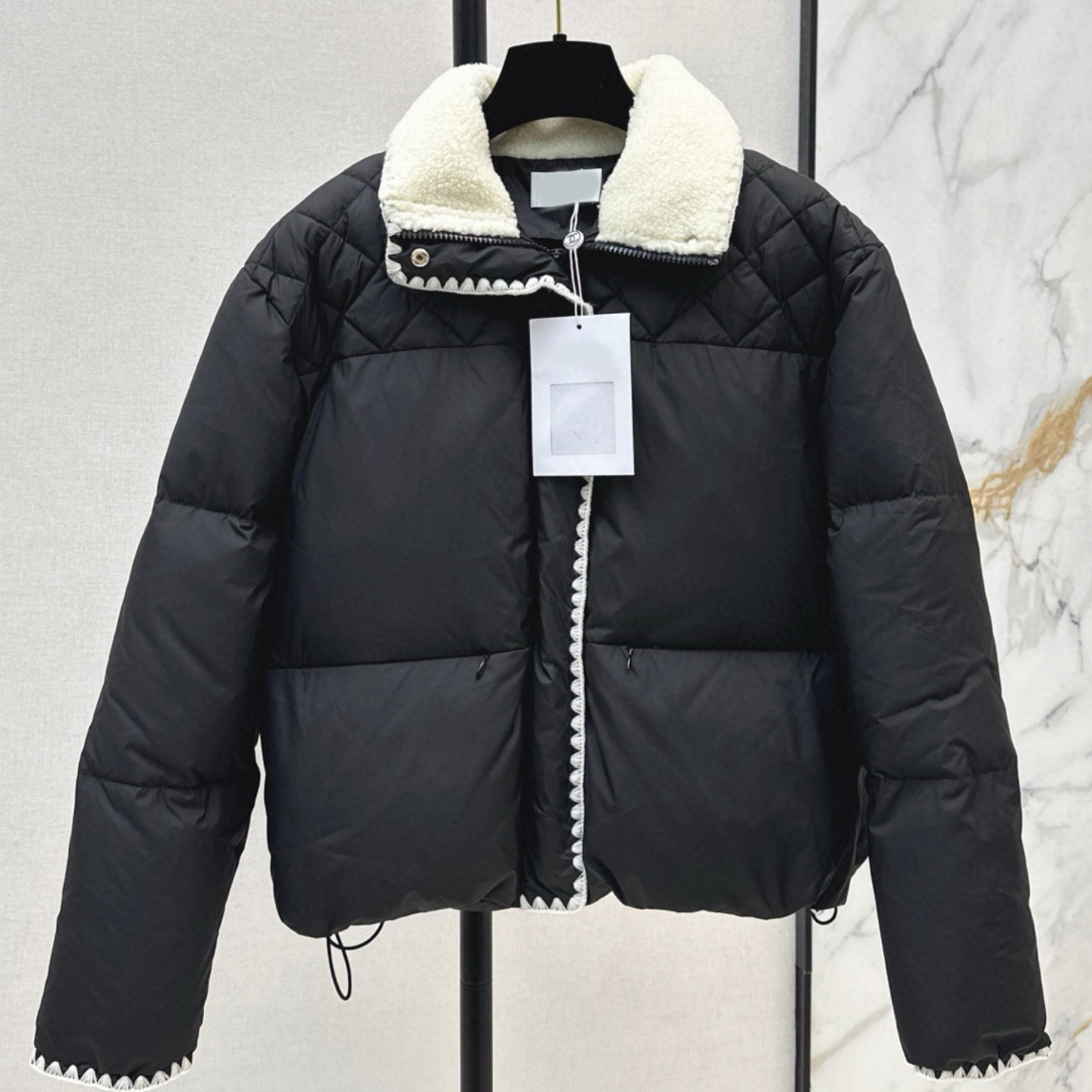 (Order by pic in opt, not by desc) Womens Mens Designers Casual Heart-embroidered Collar Denim Jacket Stand-Collar Down Jacket