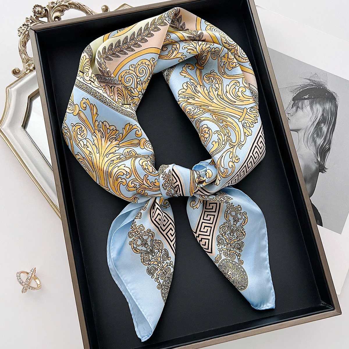 Luxury Brand Neckerchief Silk Feeling Scarf for Women Design Hair Bands Satin Square Headscarf Ribbon Lady Wrist Hand Wrap Shawl W251021