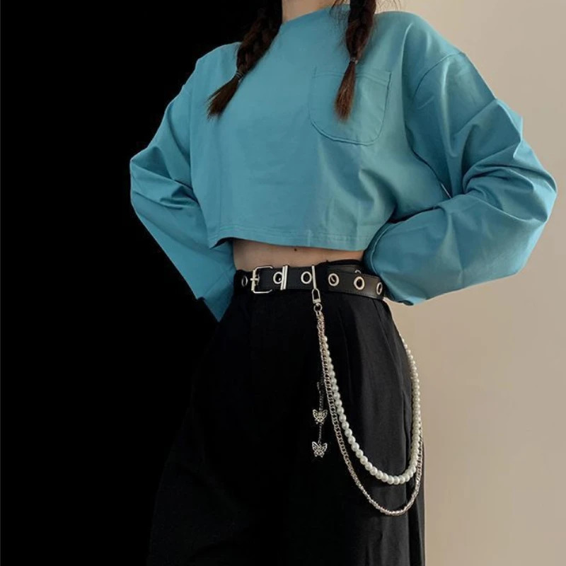 Double Layer Butterfly Pendant Pearl Alloy Pants Chain for Hip Hop Dancers Punk Girl Boy Harajuku Jeans Side Chain Bags Chain 251021