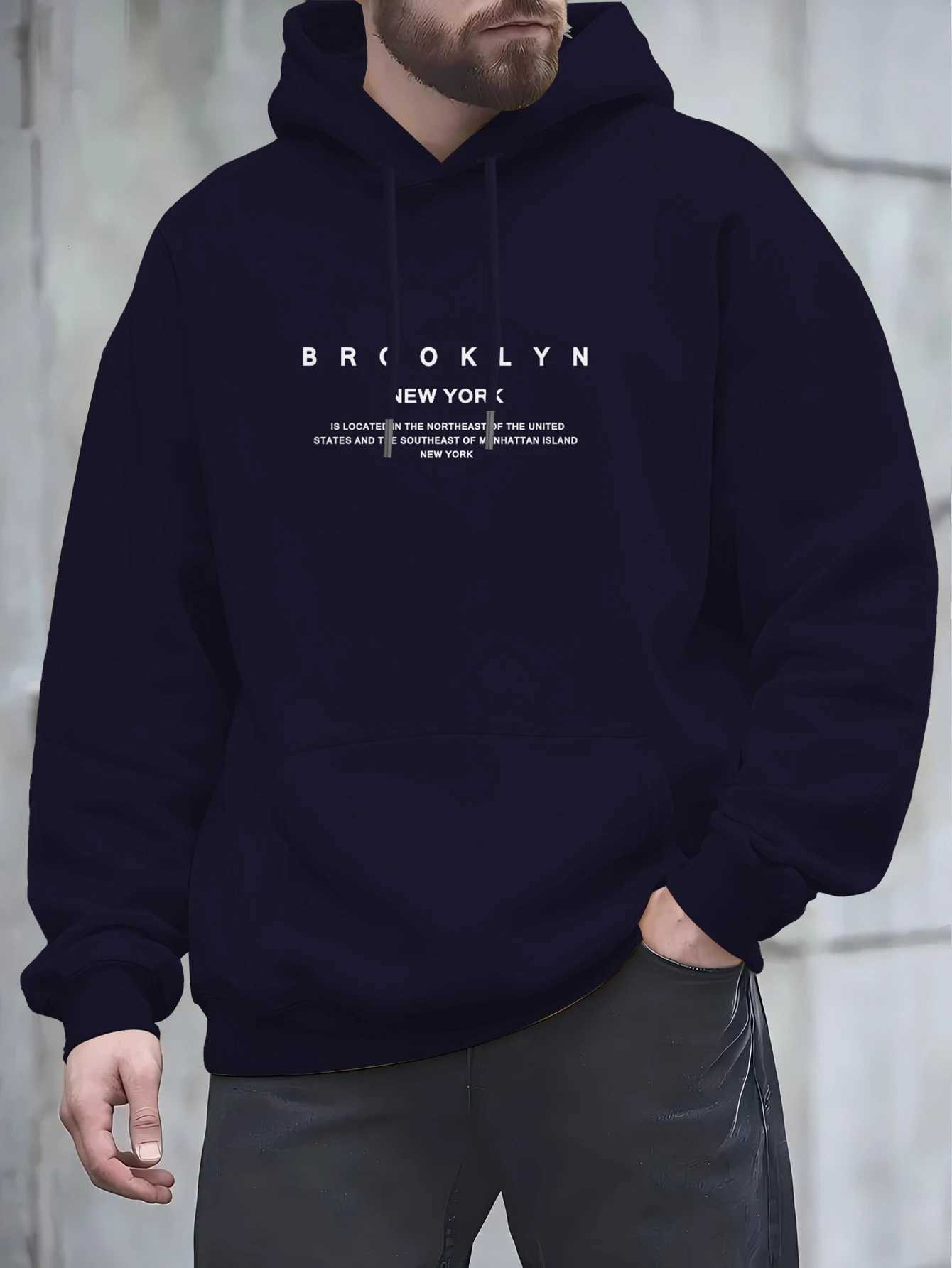 2025 autumn new mens hoodie BROOKLYN NEW YORK text printed adult casual long sleeved sweatshirt pullover W251021