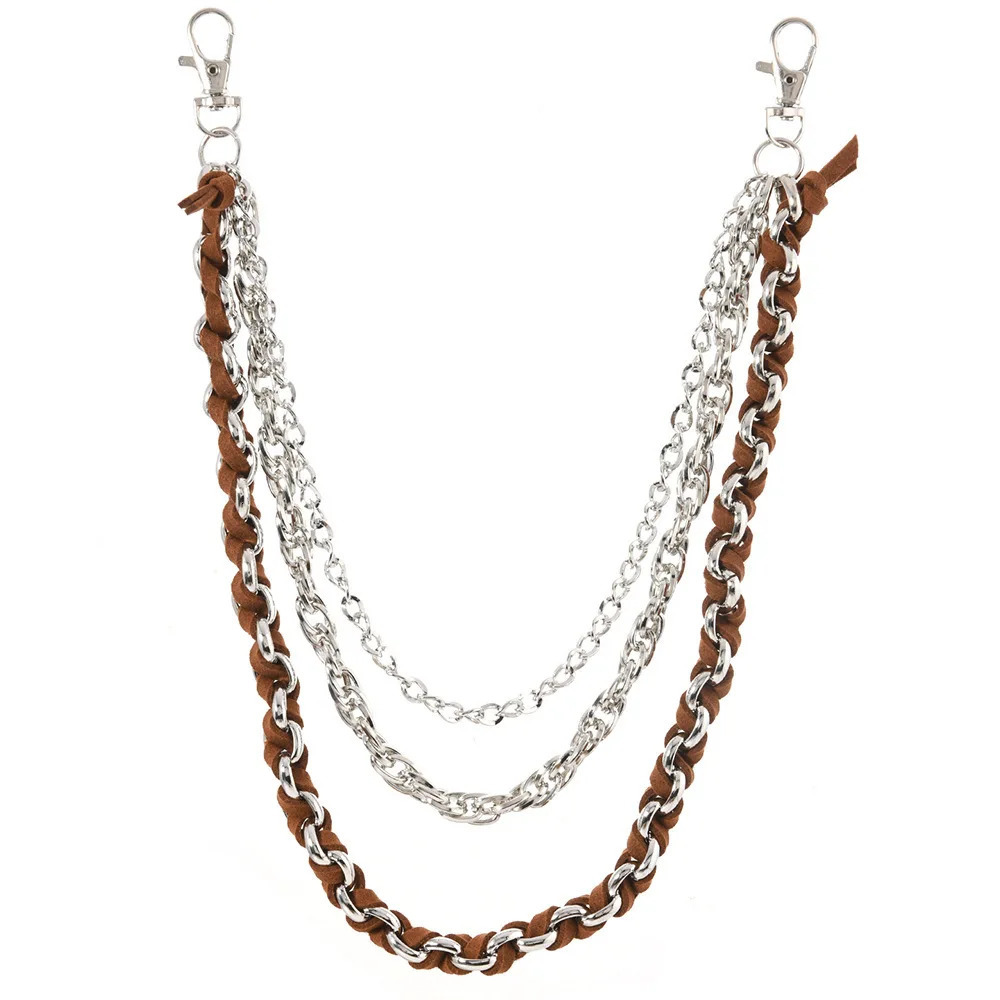 Hand woven rope Punk Style Pants chain multilayer Metal Chain jeans decoration 251021