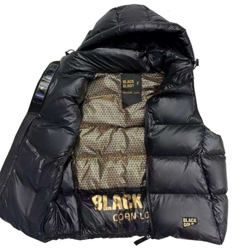 Women Clothing Black And Gold Jacket Vest Outer Wear Season Thickened Short Versatile Shiny Duck Down Waistcoat