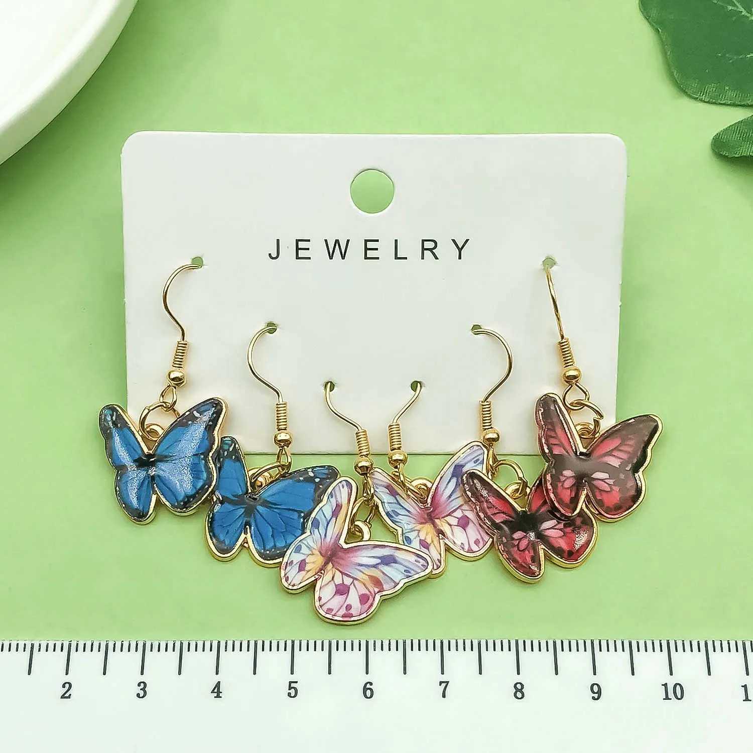 3pairs Fashion Enamel Colorful Butterfly Design Drop Earrings Jewelry Gifts For Women And Girls J251021