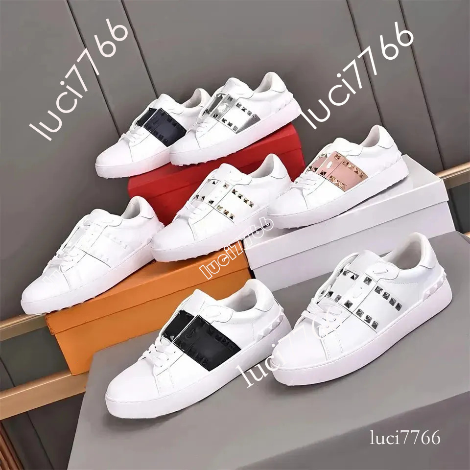Designer rivet shoes Casual Men women Shoes Low top Flat Sneaker Platform Leather Retro black white pink beige Calfskin Vintage Sports Loafers Traine 35-45 e6