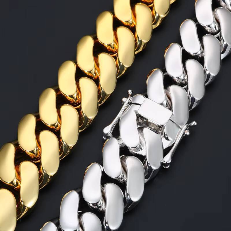 Mens Classic Copper Cuban Link Chain Necklace with 18K Gold Plated Durable and Stylish Design for a Luxurious Look