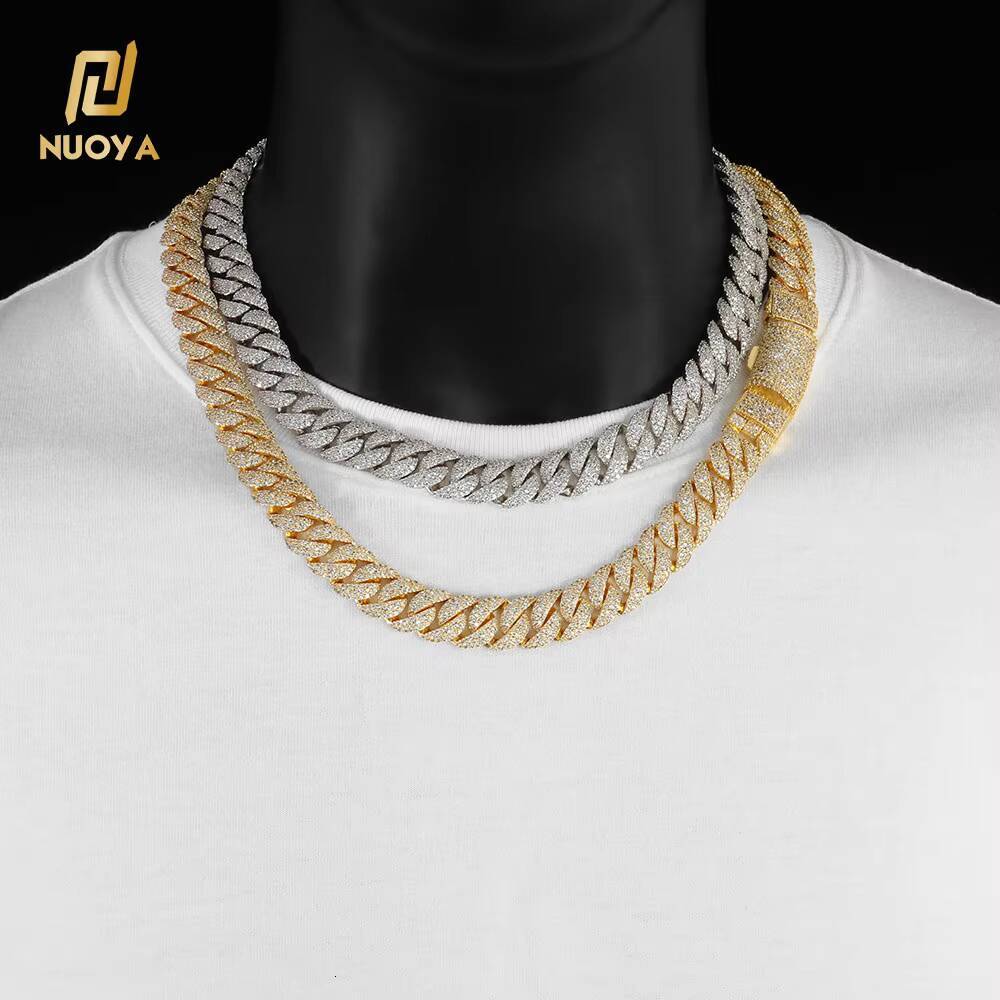 NUOYA New Style Custom 14mm Gold Plated Cuban Link Chain for Men Women Hip Hop Jewelry Iced Out Diamond Chain Fine Necklace Gift