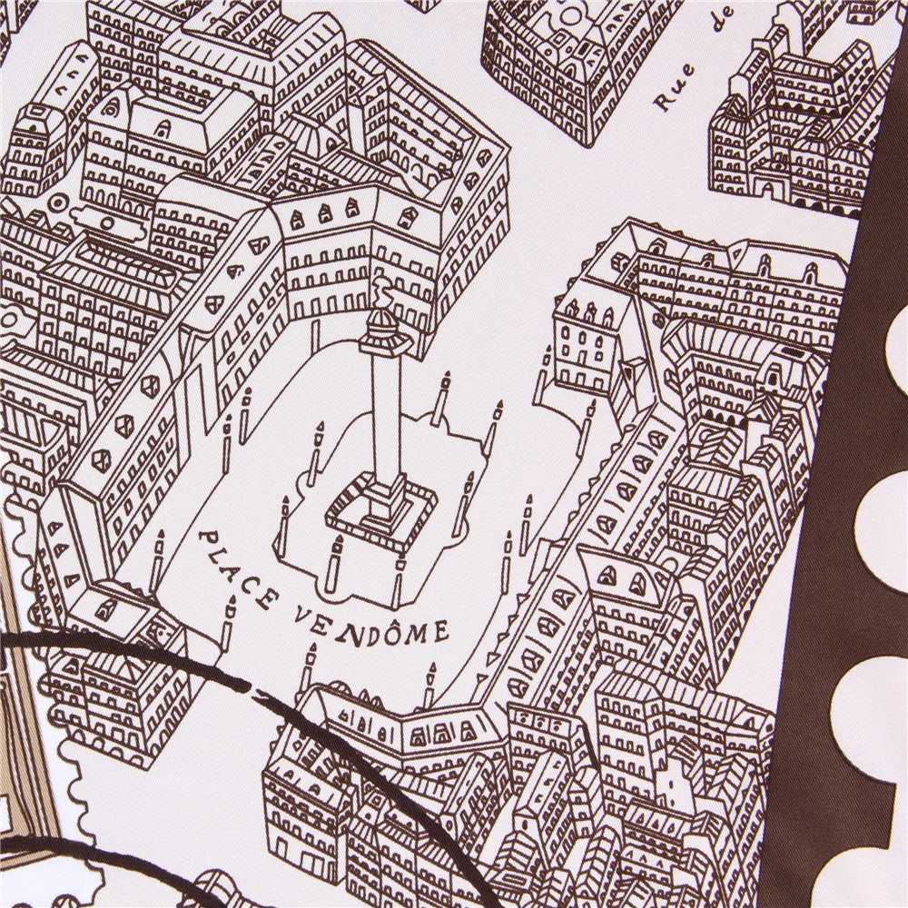 Manual Hand Rolled Twill Silk Scarf Women City Print Square Scarves Wraps Echarpe Silk Foulards Femme Bandana Lady Hijab 90CM W251021