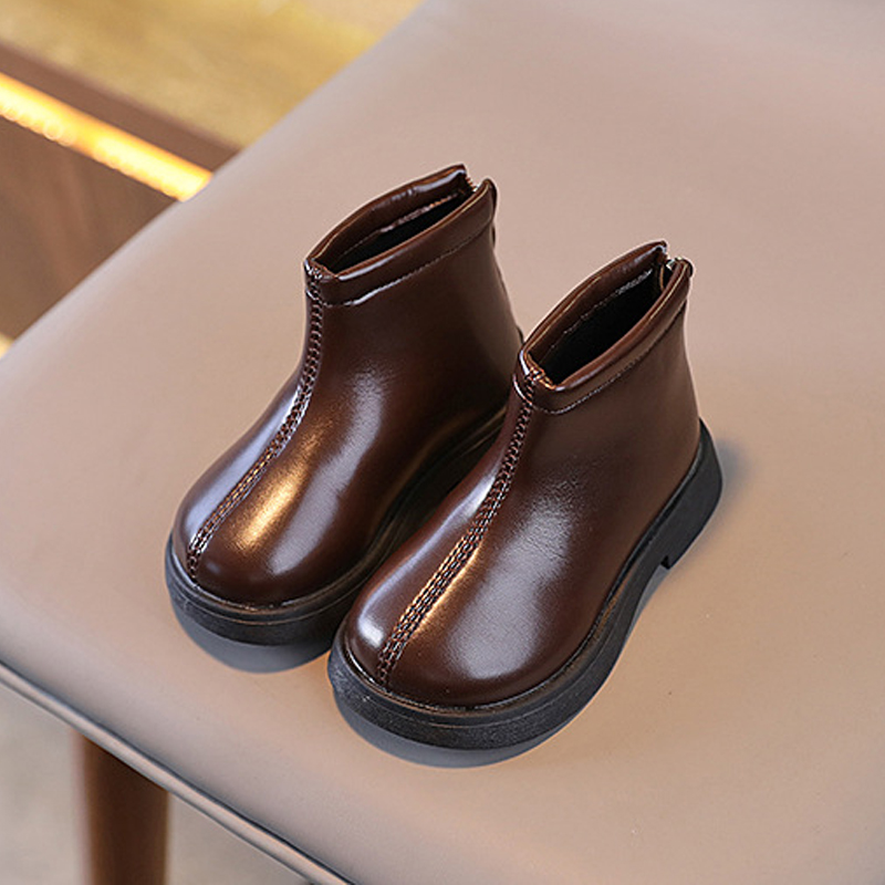 Girl Boots Design Kids Girls Ankle Boots Children Toddler Short Leather Boots Kidszworld Black Brown Color Side Zipper Sizes 22 - 31 K1184