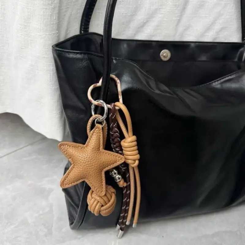 PU Leather Star and Ball Pendant Love Heart Ring Keychain Women Bag Decoration Backpace Accessories for Daily Use or Party Gifts W251021