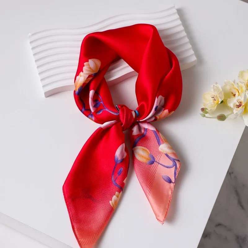 Luxury Silk Feeli Square Scarf Women Satin Bandana Print Scarves Head Band Fashion Lady Hair Shawl Wrap Female Neckerchief Hijab W251021