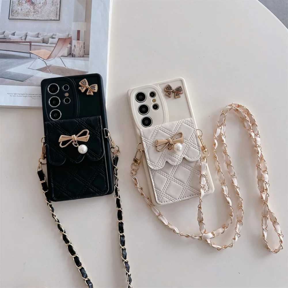3D Bowknot Crossbody Card Holder Wallet Phone Case For Galaxy S25 Ultra S24 S23 S21 S20 FE S22 Plus Note 20 Soft Cover J251114