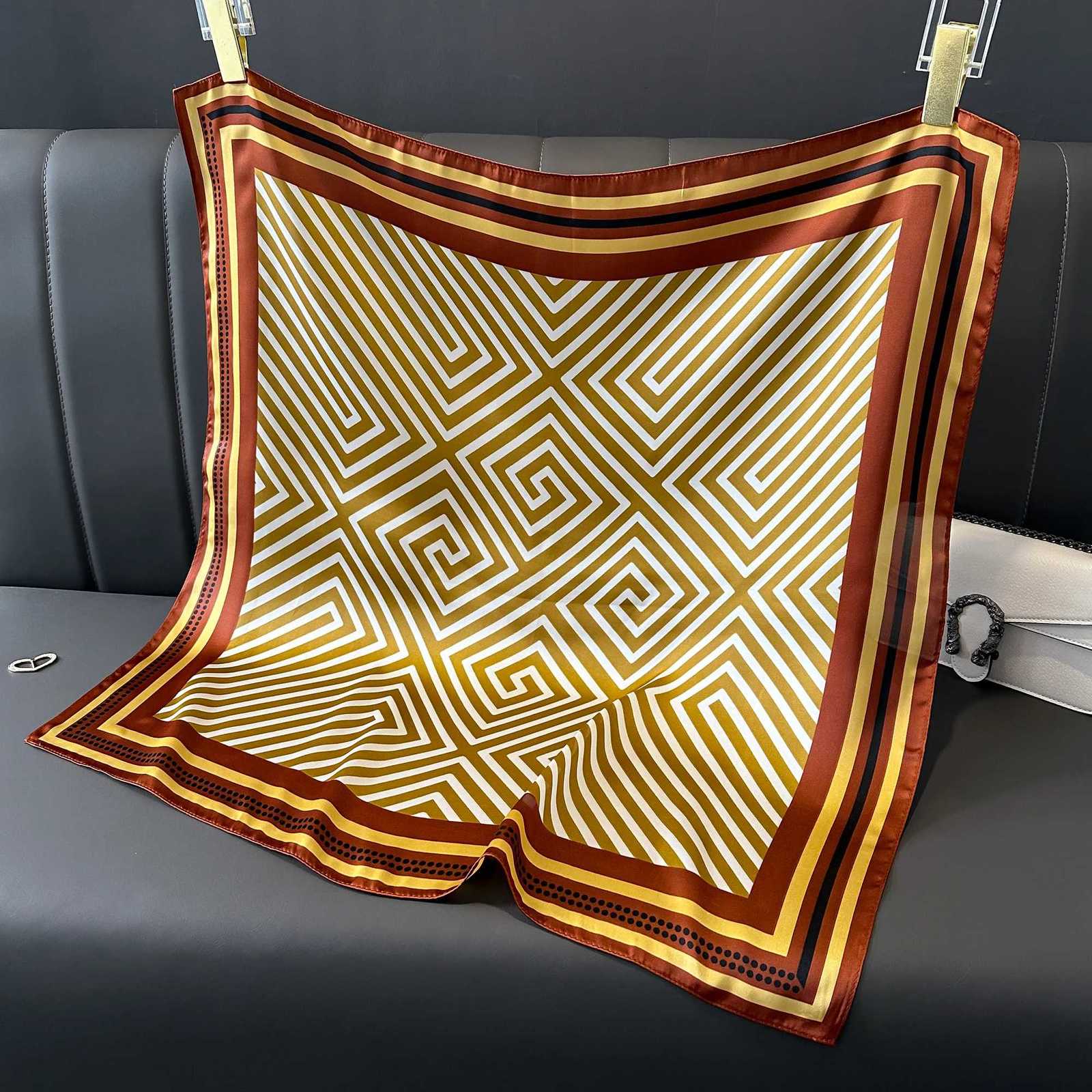 2025 Luxury Brand Silk Square Plaid Scarf Wen Satin Neck Hair Tie Band Soft Work Neckerchife Hijab Fa FoardW251021